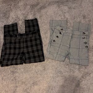 LOFT Black and Gray Plaid Cropped Pants